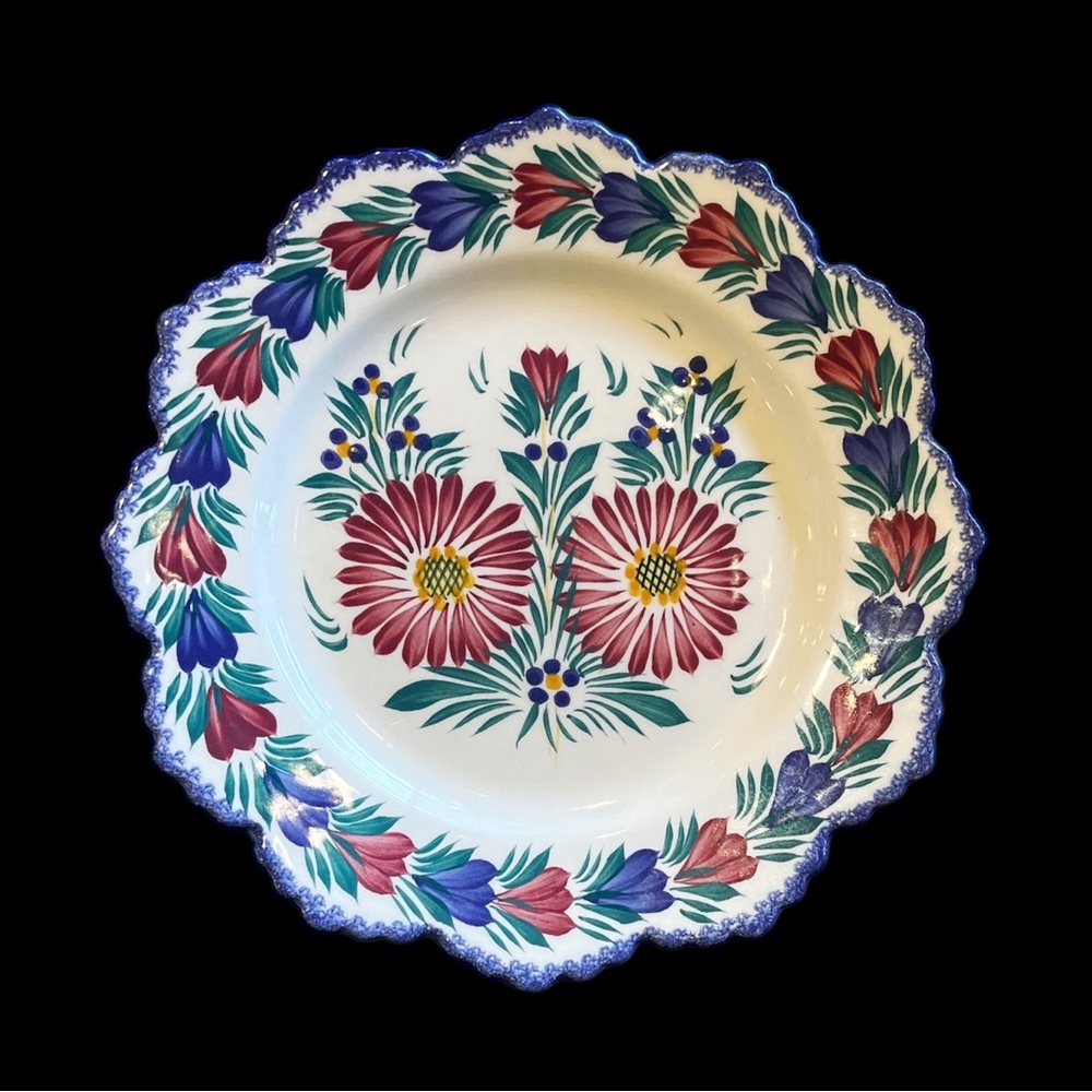 Vintage Henriot Quimper French Hand-painted Ceramic Hanging Display Plate, 10”